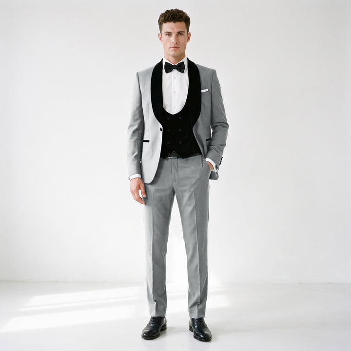 Menseventwear Formal 3 Pieces Mens Suit Flat Shawl Lapel Tuxedos (Blazer+vest+Pants)