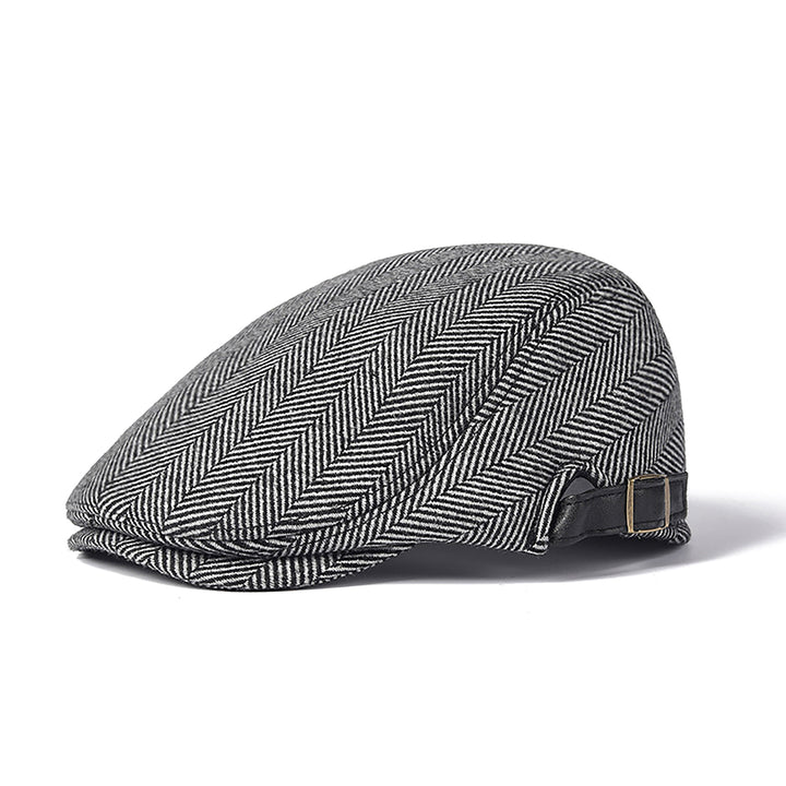 Menseventwear Retro Hat Man Literary Fashion Herringbone Tweed Adjustable Casual Cap