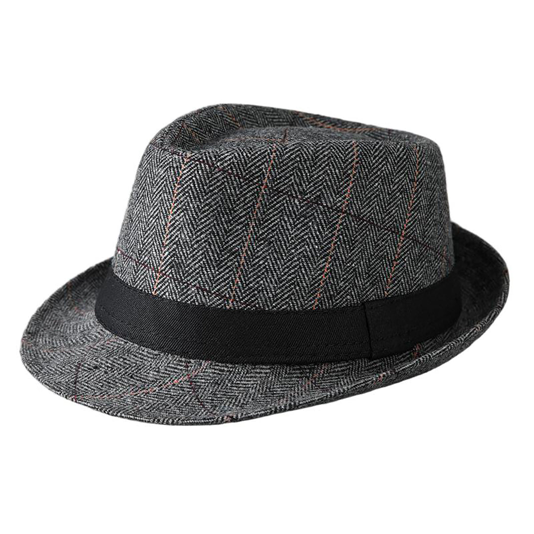 Menseventwear Retro Hat Man Literary Fashion Herringbone Plaid Casual Fedora