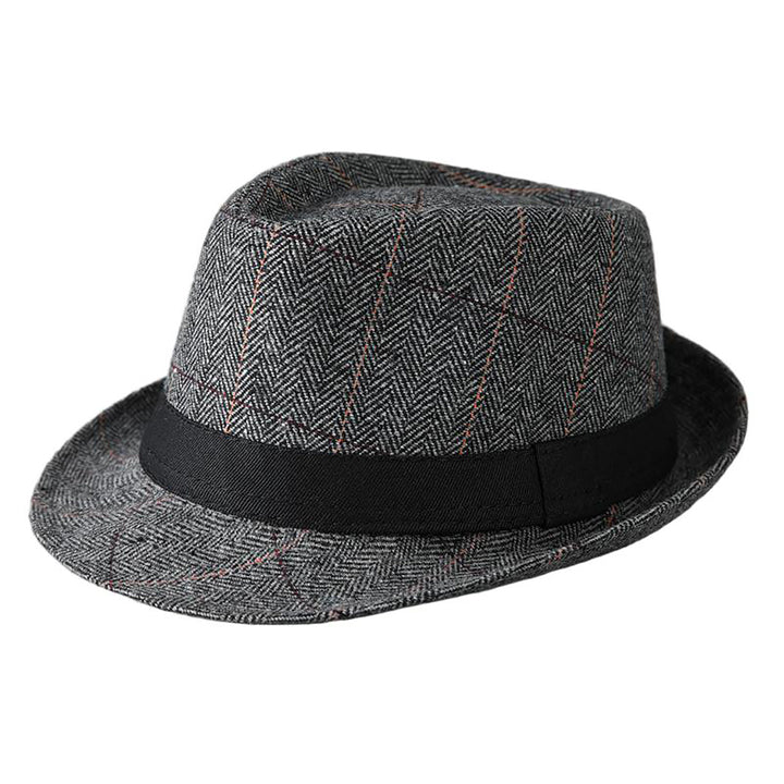 Menseventwear Retro Hat Man Literary Fashion Herringbone Plaid Casual Fedora