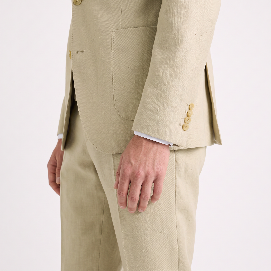 Menseventwear Formal 3 Pieces Mens Suit Flat Linen Notch Lapel Suits For Wedding (Blazer+Vest+Pants)