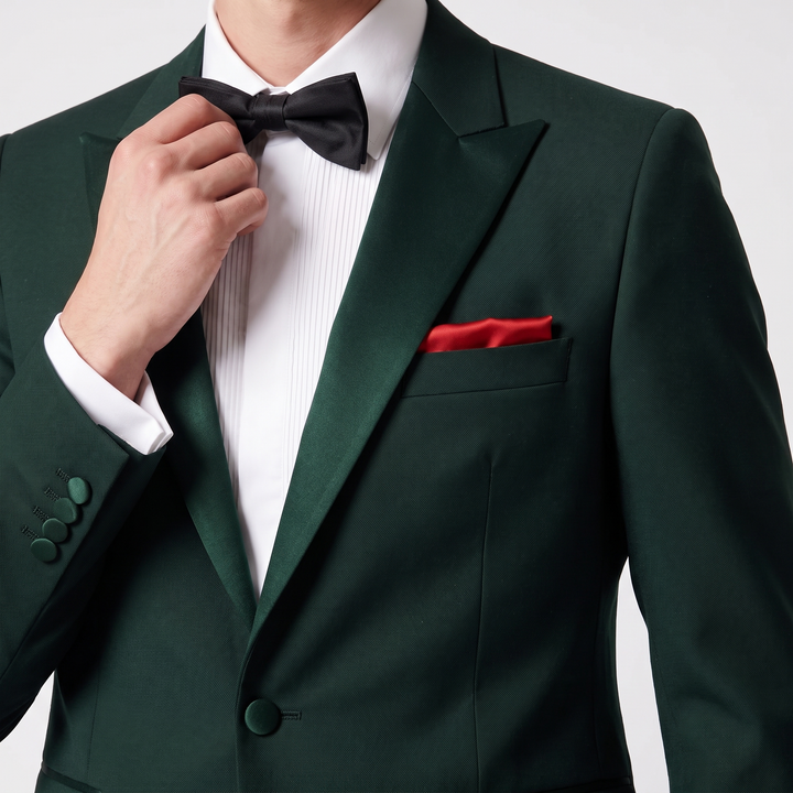 Menseventwear Formal 2 Pieces Mens Suit Flat Peak Lapel Tuxedos For Wedding (Blazer+Pants)