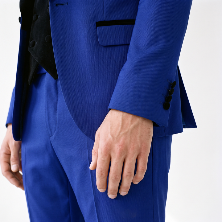 Menseventwear Formal 3 Pieces Mens Suit Flat Shawl Lapel Tuxedos (Blazer+vest+Pants)