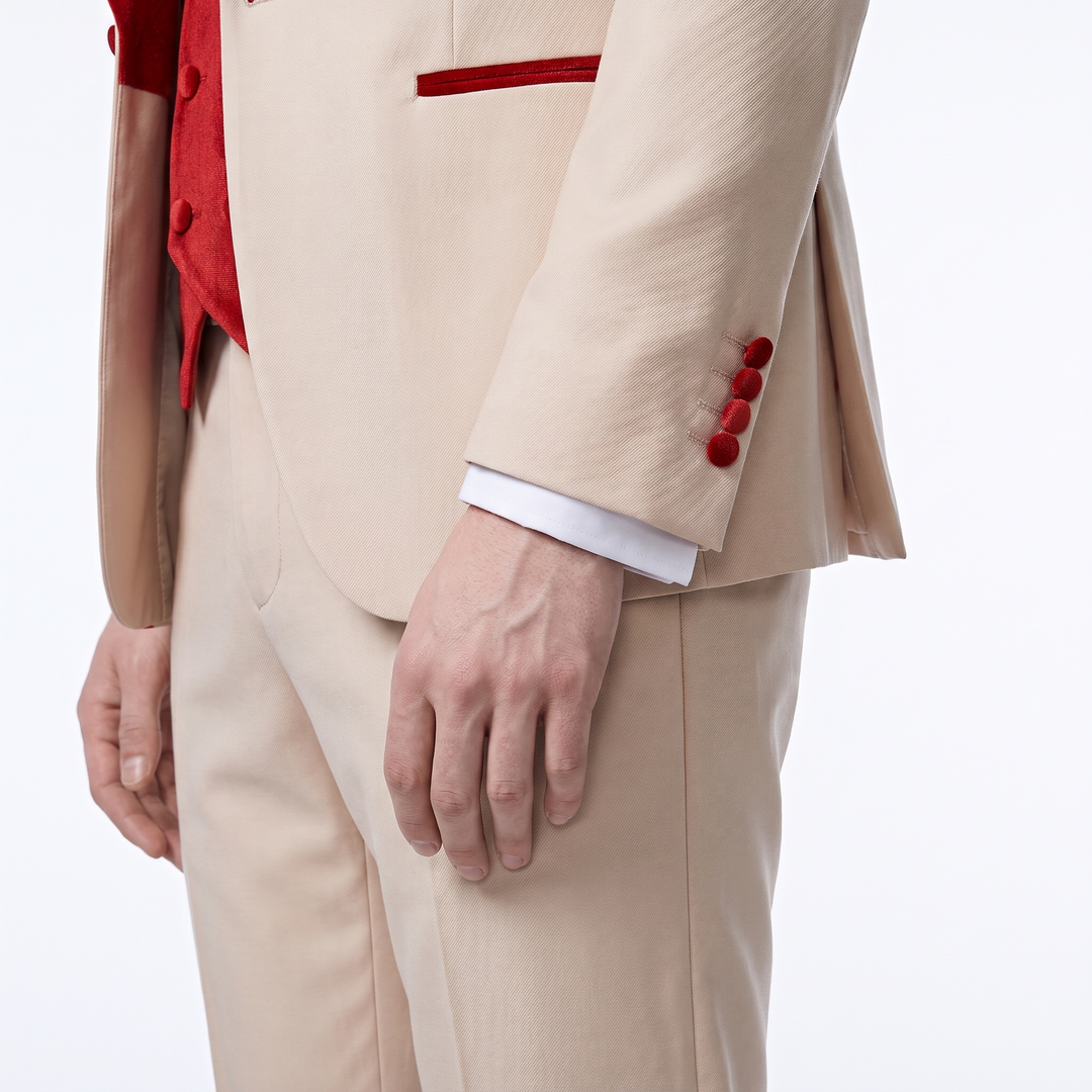 Menseventwear Fashion 3 Pieces Mens Suit Flat Shawl Lapel Tuxedos (Blazer+vest+Pants)