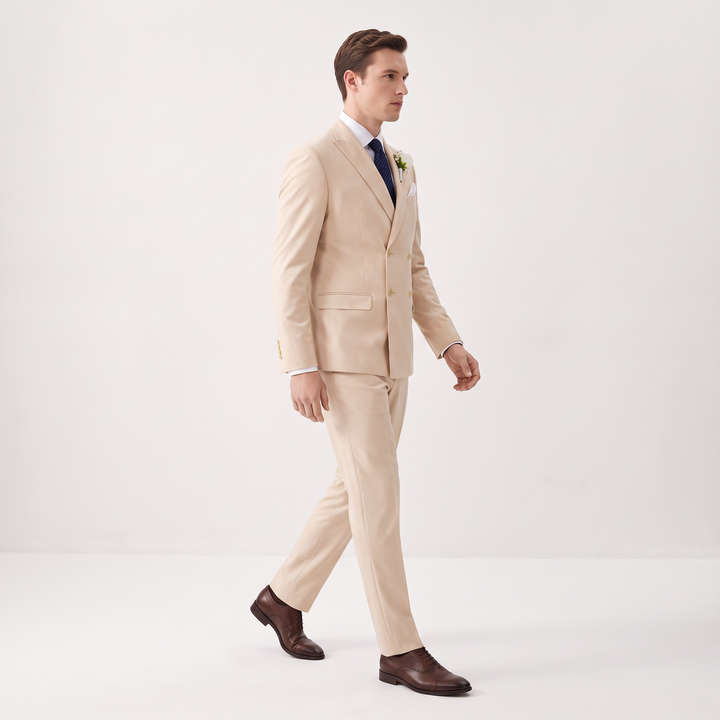 Menseventwear Formal 2 Pieces Mens Suit Flat Peak Lapel Suits For Wedding (Blazer+Pants)