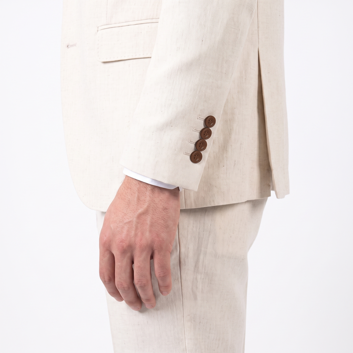 Menseventwear Formal 3 Pieces Mens Suit Flat Linen Notch Lapel Suit(Blazer+Vest+Pants)