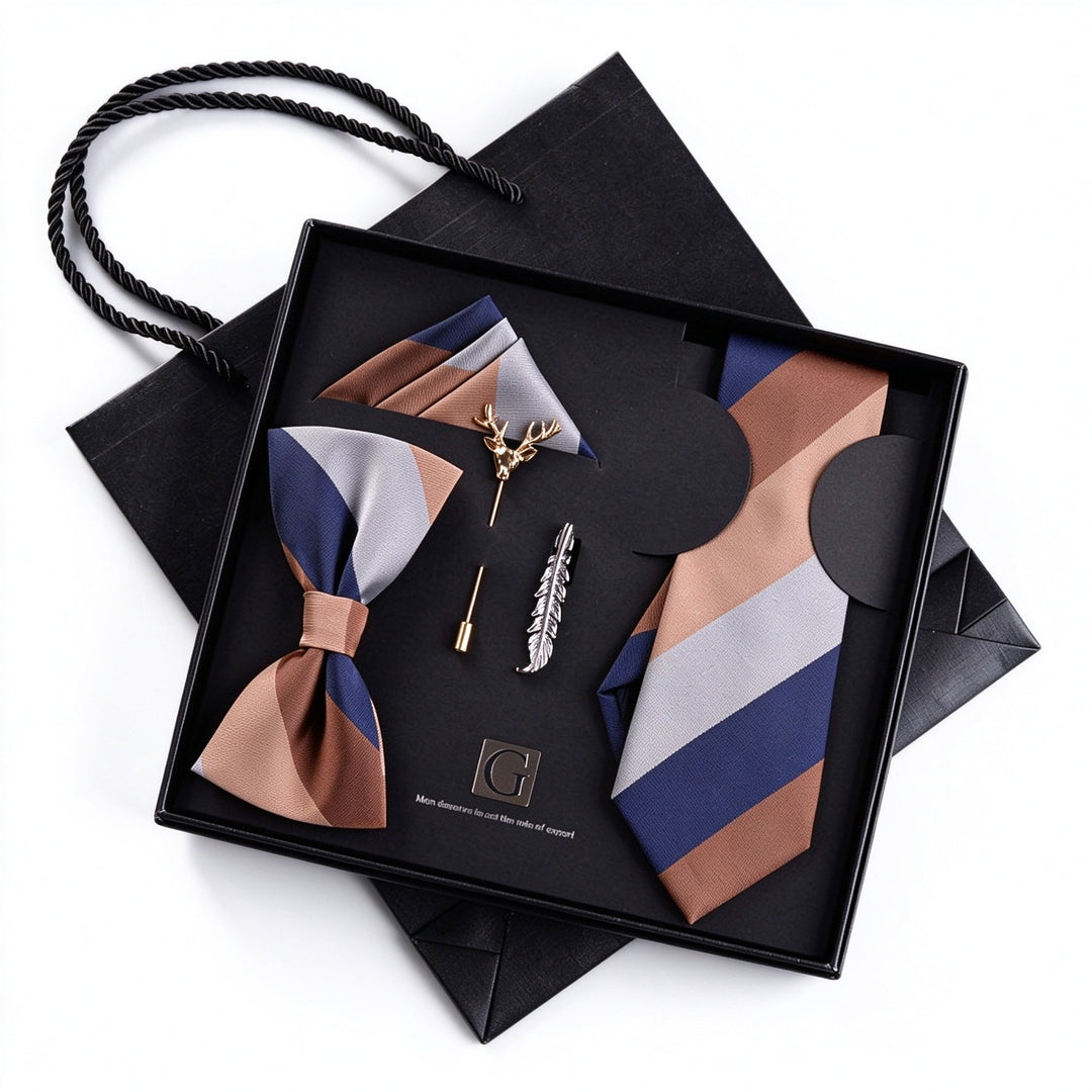 MensEventWear Premium Men’s Patterned Tie and Bow Tie Gift Set For Business