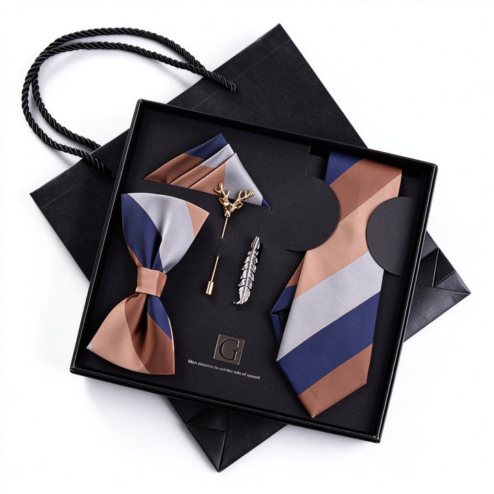 MensEventWear Premium Men’s Patterned Tie and Bow Tie Gift Set For Business
