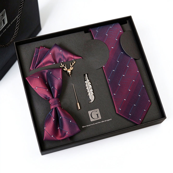 MensEventWear Premium Men’s Patterned Tie and Bow Tie Gift Set
