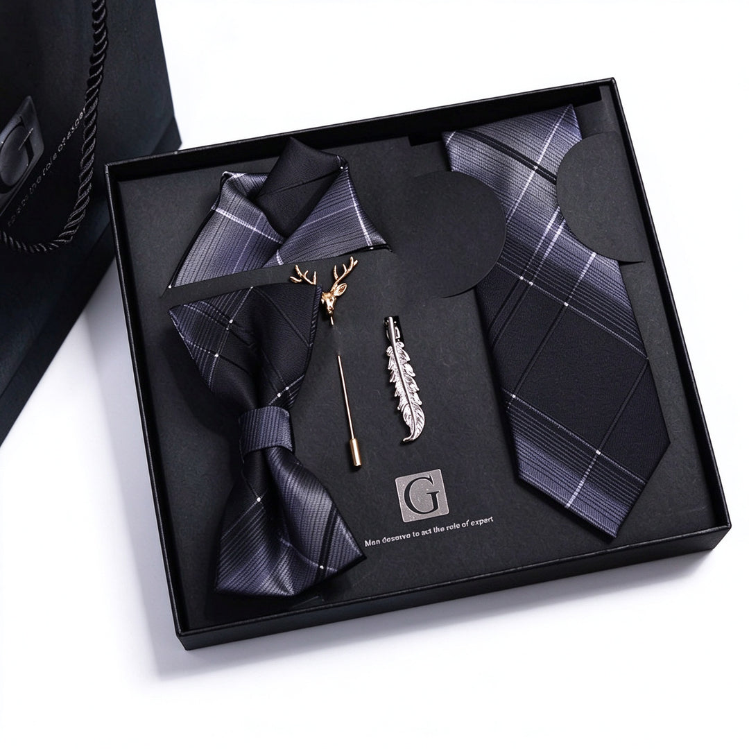 MensEventWear Premium Men’s Patterned Tie and Bow Tie Gift Set For Business