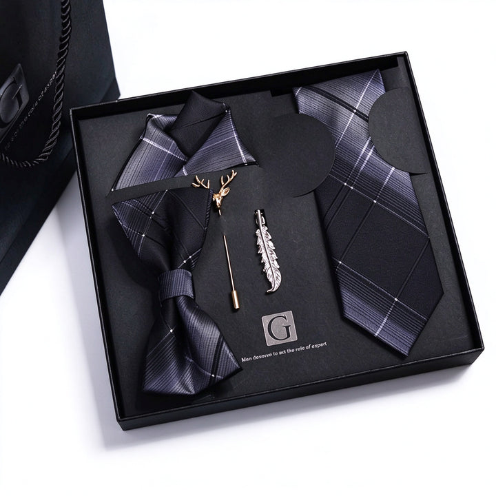 MensEventWear Premium Men’s Patterned Tie and Bow Tie Gift Set For Business