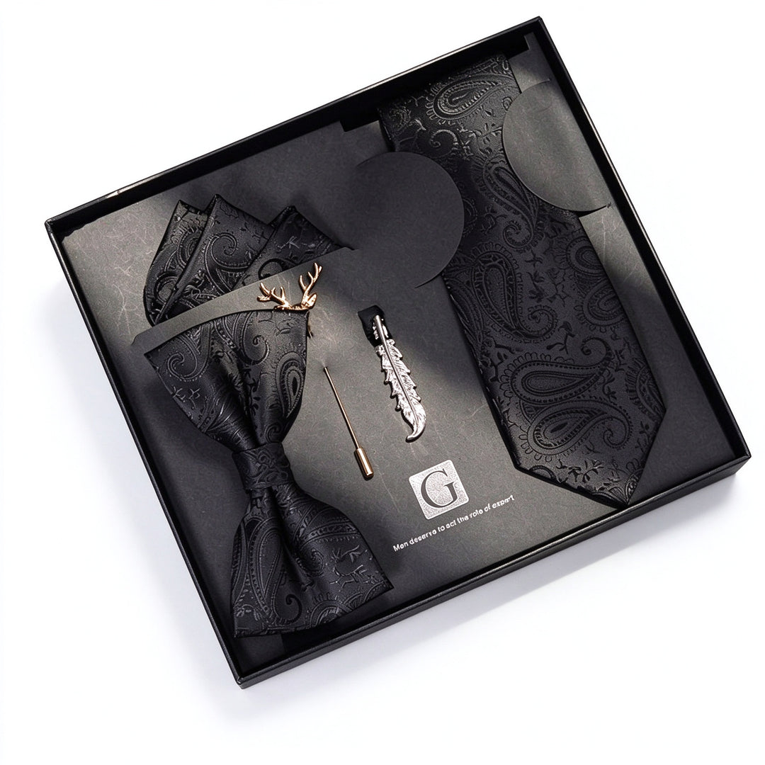 MensEventWear Premium Men’s Patterned Tie and Bow Tie Gift Set