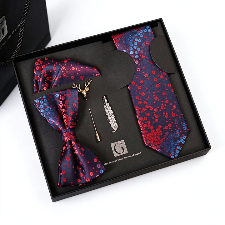 MensEventWear Premium Men’s Patterned Tie and Bow Tie Gift Set For Business