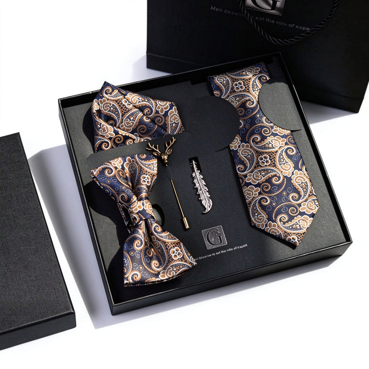MensEventWear Premium Men’s Patterned Tie and Bow Tie Gift Set For Business