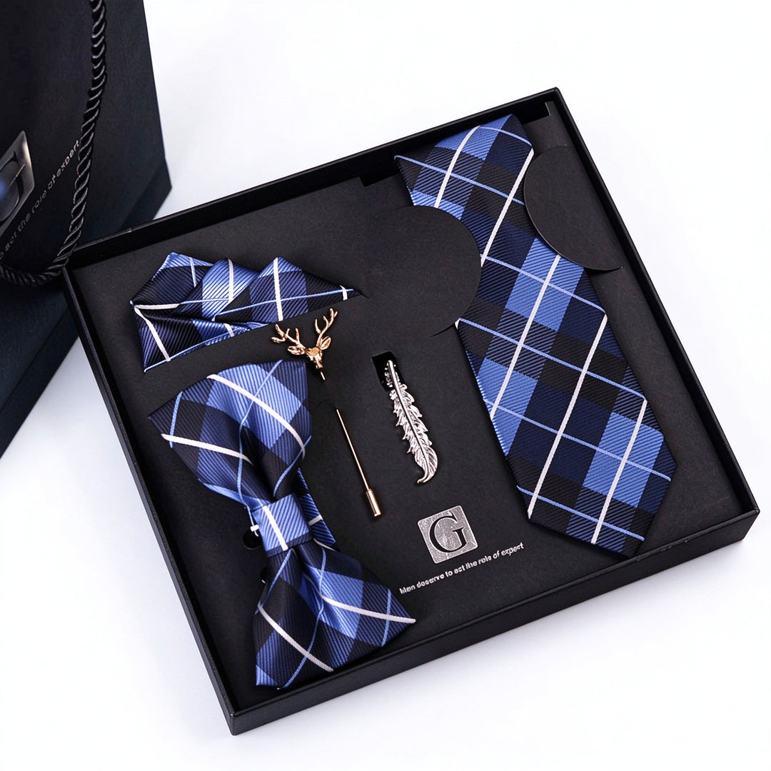 MensEventWear Premium Men’s Patterned Tie and Bow Tie Gift Set