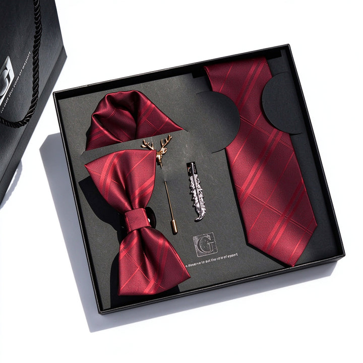MensEventWear Premium Men’s Patterned Tie and Bow Tie Gift Set