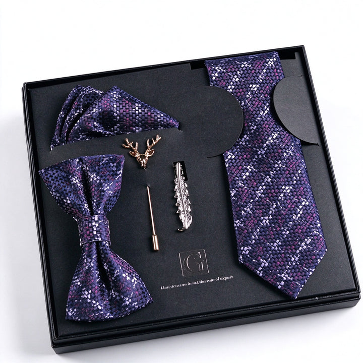 MensEventWear Premium Men’s Patterned Tie and Bow Tie Gift Set