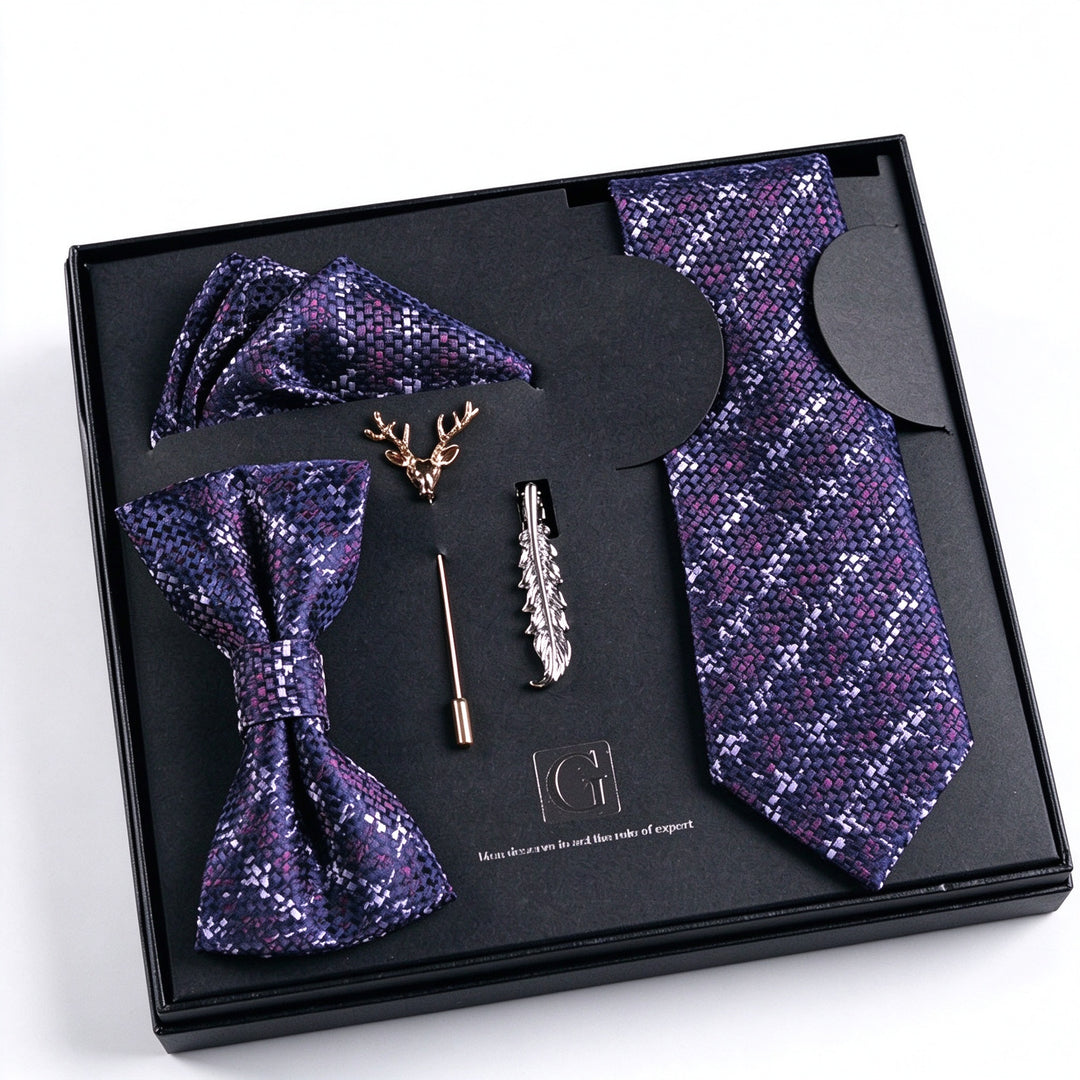 MensEventWear Premium Men’s Patterned Tie and Bow Tie Gift Set For Business