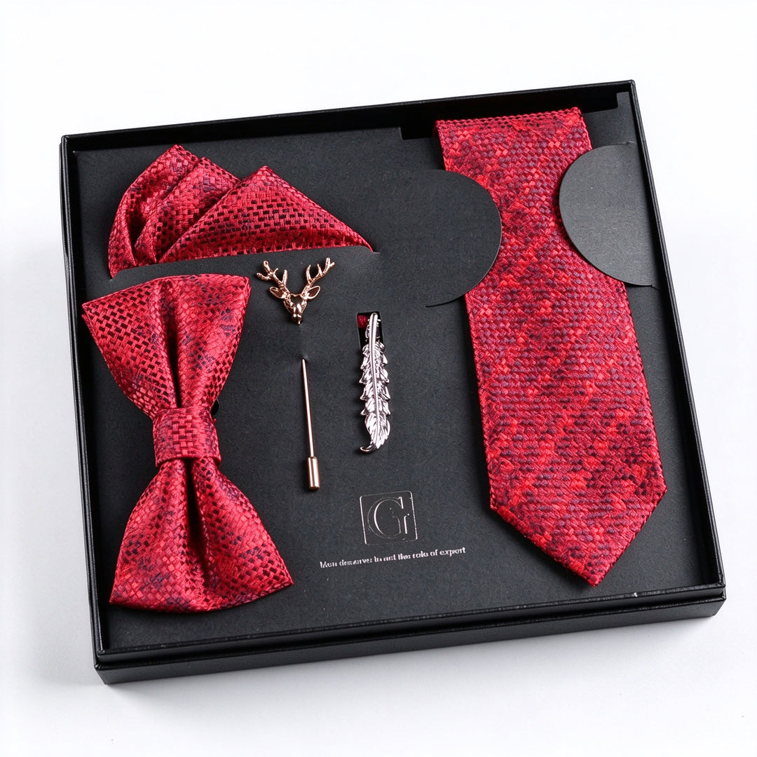 MensEventWear Premium Men’s Patterned Tie and Bow Tie Gift Set