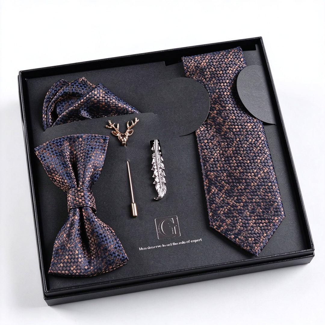 MensEventWear Premium Men’s Patterned Tie and Bow Tie Gift Set