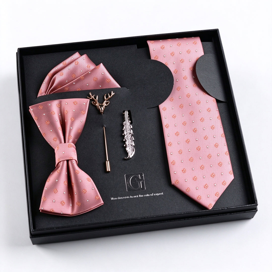 MensEventWear Premium Men’s Patterned Tie and Bow Tie Gift Set For Business