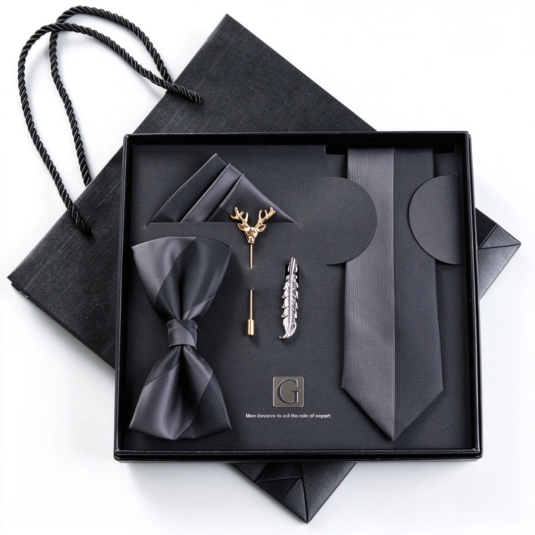 MensEventWear Premium Men’s Patterned Tie and Bow Tie Gift Set