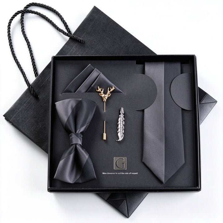 MensEventWear Premium Men’s Patterned Tie and Bow Tie Gift Set