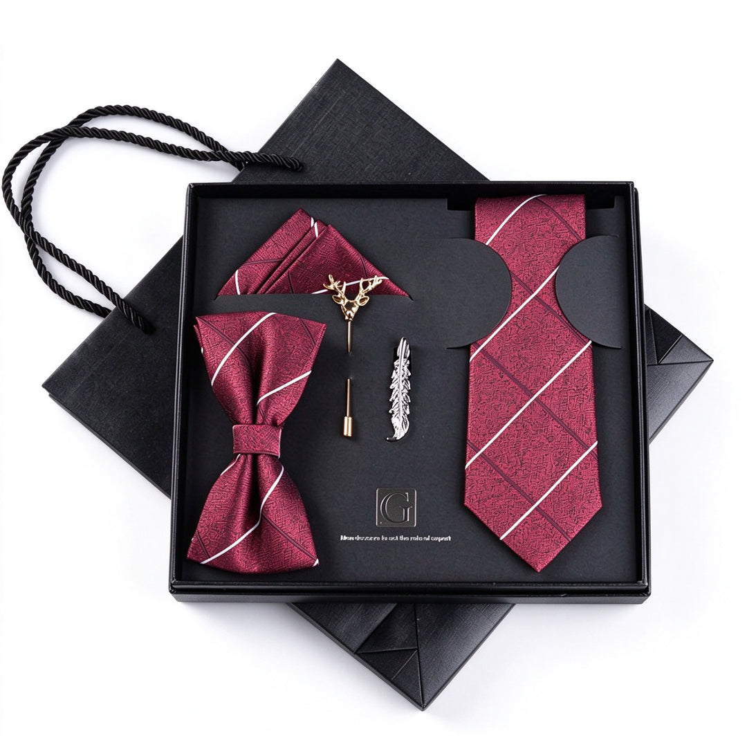 MensEventWear Premium Men’s Patterned Tie and Bow Tie Gift Set