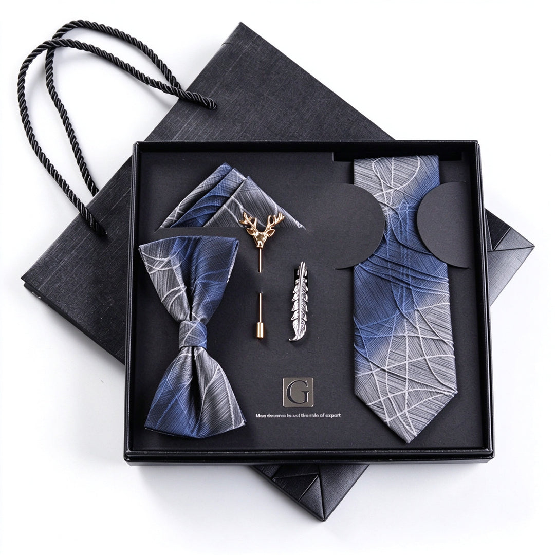 MensEventWear Premium Men’s Patterned Tie and Bow Tie Gift Set For Business