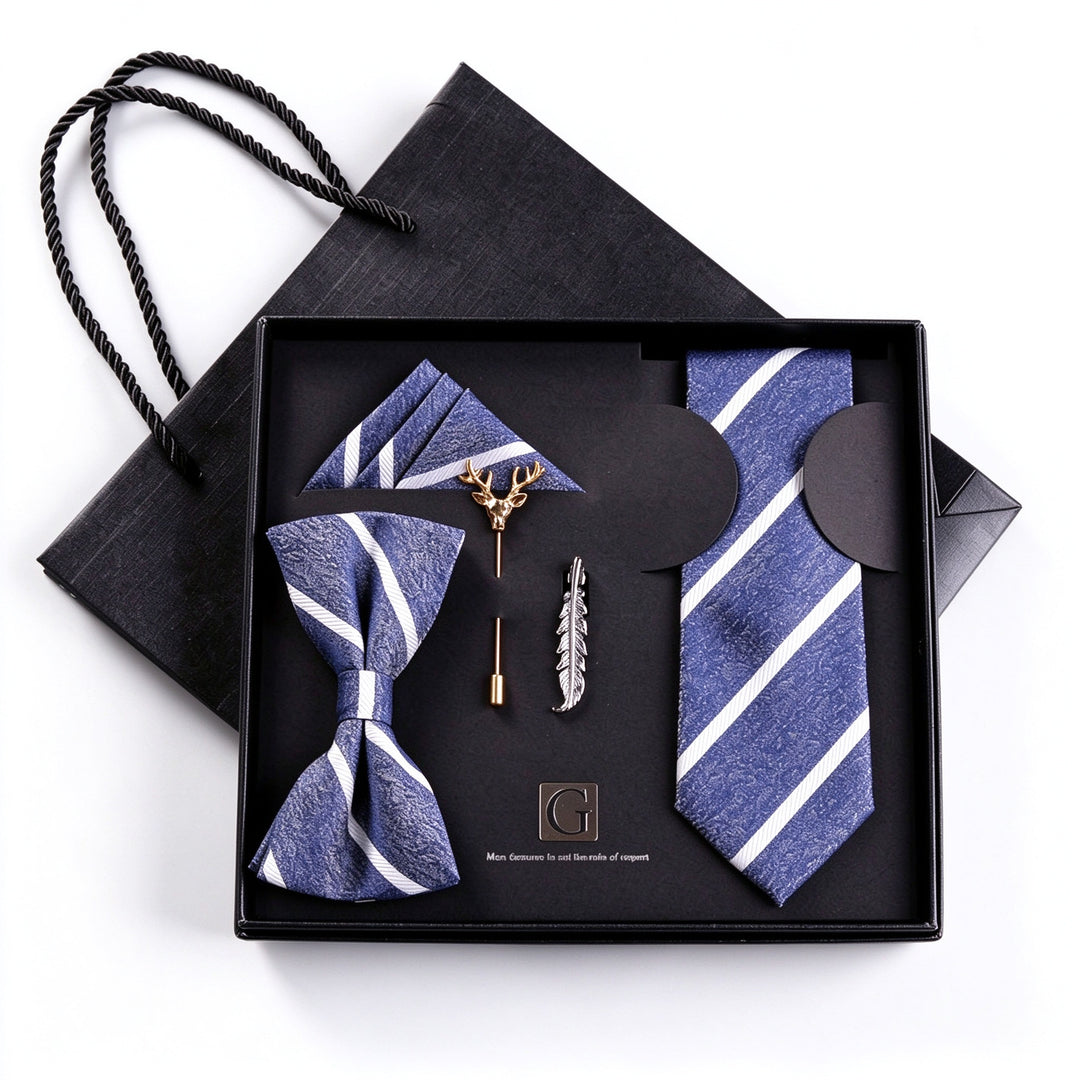 MensEventWear Premium Men’s Patterned Tie and Bow Tie Gift Set