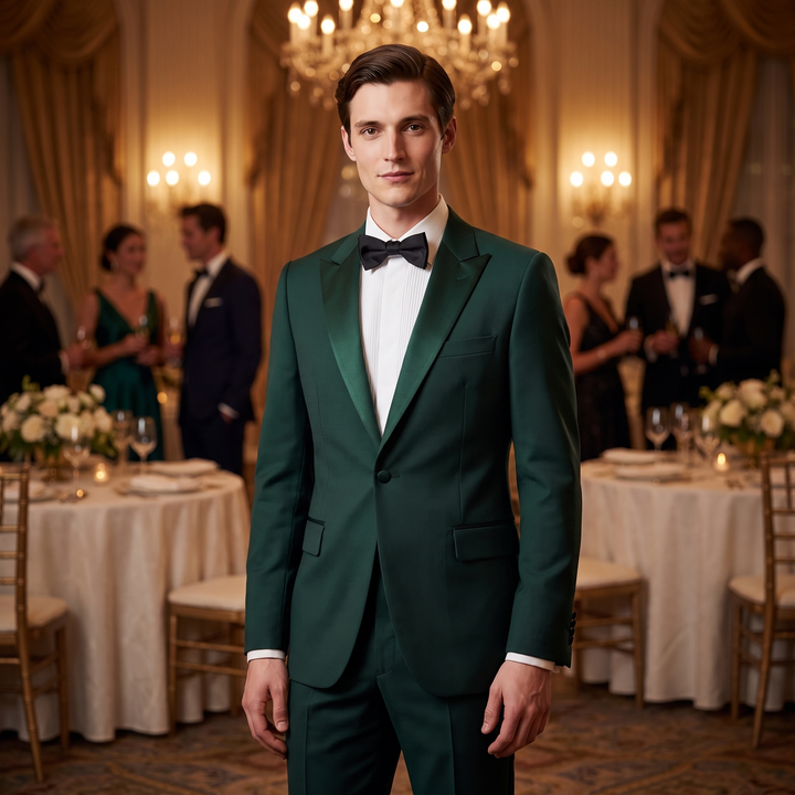 Menseventwear Formal 2 Pieces Mens Suit Flat Peak Lapel Tuxedos For Wedding (Blazer+Pants)