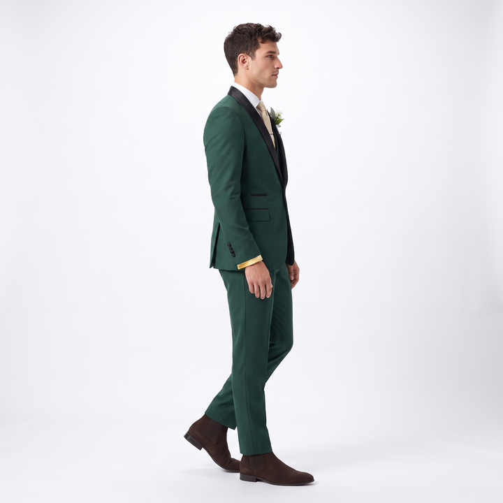 Menseventwear Fashion 3 Pieces Mens Suit Flat Shawl Lapel Tuxedos (Blazer+vest+Pants)