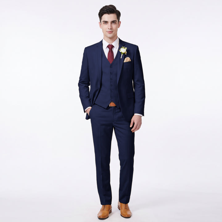 Menseventwear Fashion 3 Pieces Mens Suit Flat Notch Lapel Suits For Wedding (Blazer+vest+Pants)