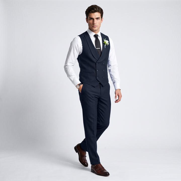 Menseventwear Double Breasted Formal 2 pieces Shawl Lapel Mens Suit For Wedding (Vest+Pants)
