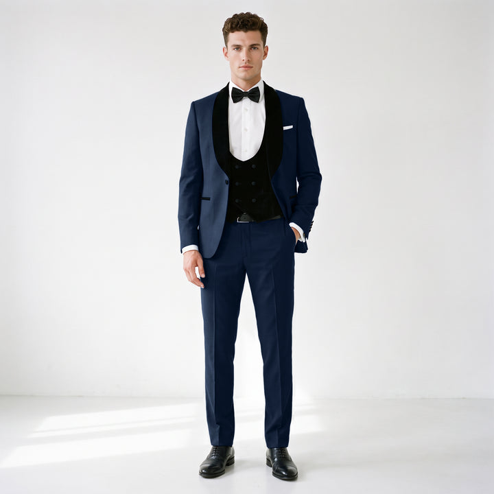 Menseventwear Formal 3 Pieces Mens Suit Flat Shawl Lapel Tuxedos (Blazer+vest+Pants)
