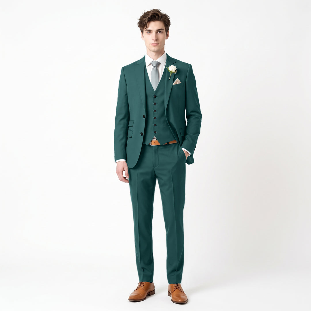 Menseventwear Fashion 3 Pieces Mens Suit Flat Notch Lapel Suits For Wedding (Blazer+vest+Pants)