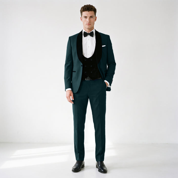 Menseventwear Formal 3 Pieces Mens Suit Flat Shawl Lapel Tuxedos (Blazer+vest+Pants)