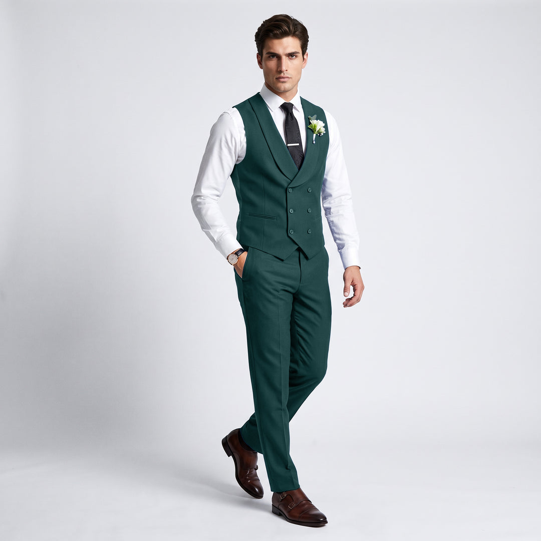 Menseventwear Double Breasted Formal 2 pieces Shawl Lapel Mens Suit For Wedding (Vest+Pants)