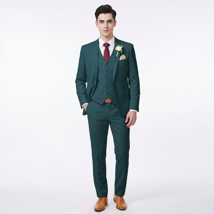 Menseventwear Fashion 3 Pieces Mens Suit Flat Notch Lapel Suits For Wedding (Blazer+vest+Pants)