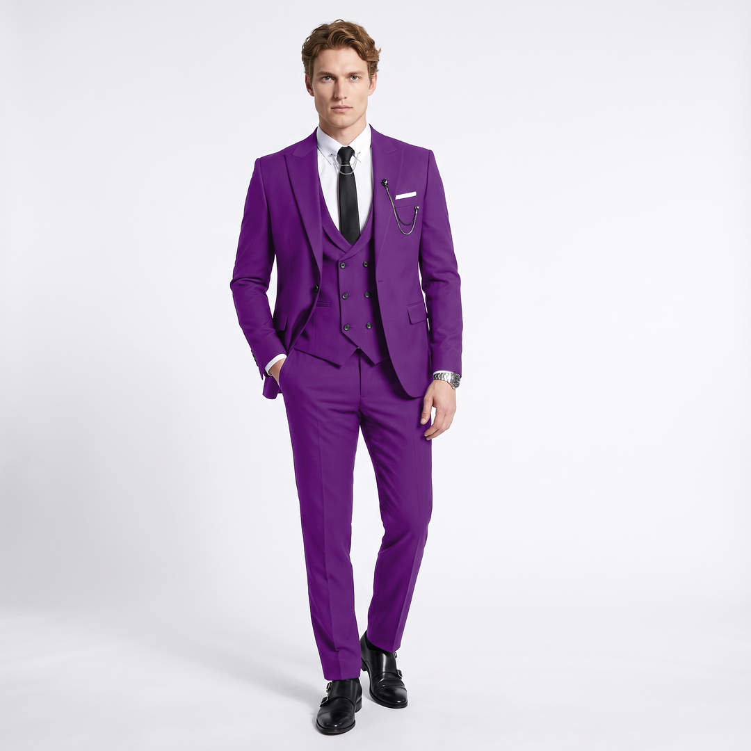 Menseventwear Formal Mens Suit 3 Pieces Peak Lapel Blazer For Wedding (Blazer+vest+Pants)