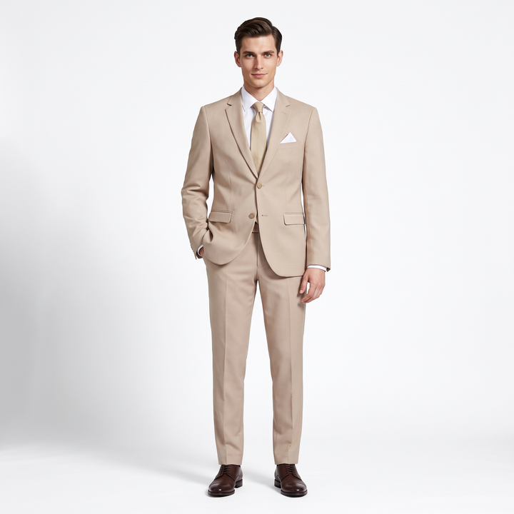 Menseventwear Formal 2 Pieces Mens Suits Flat Notch Lapel Set (Blazer+Pants)