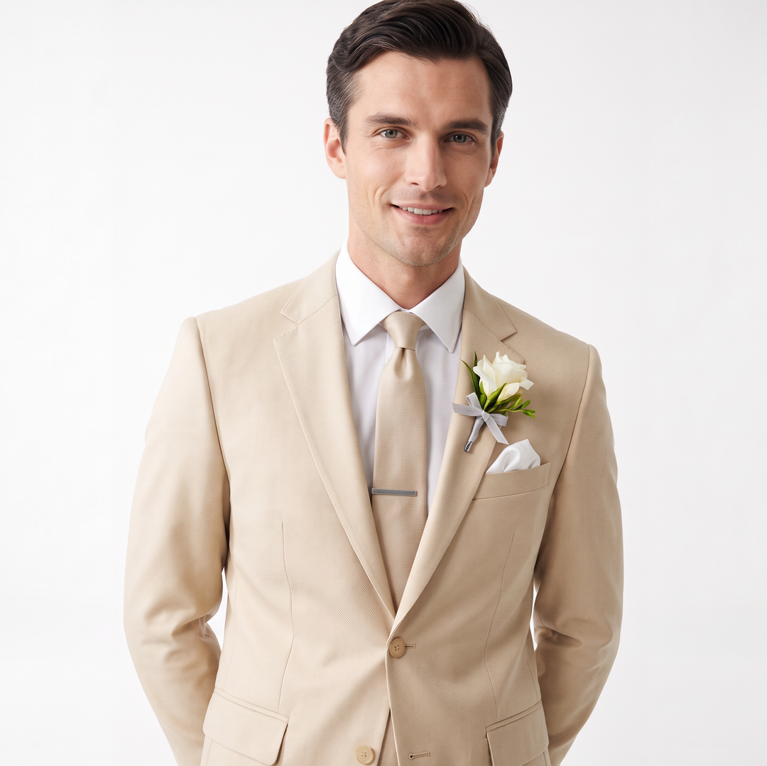 Menseventwear Formal 2 Pieces Mens Suit Flat Notch Lapel Set (Blazer+Pants)