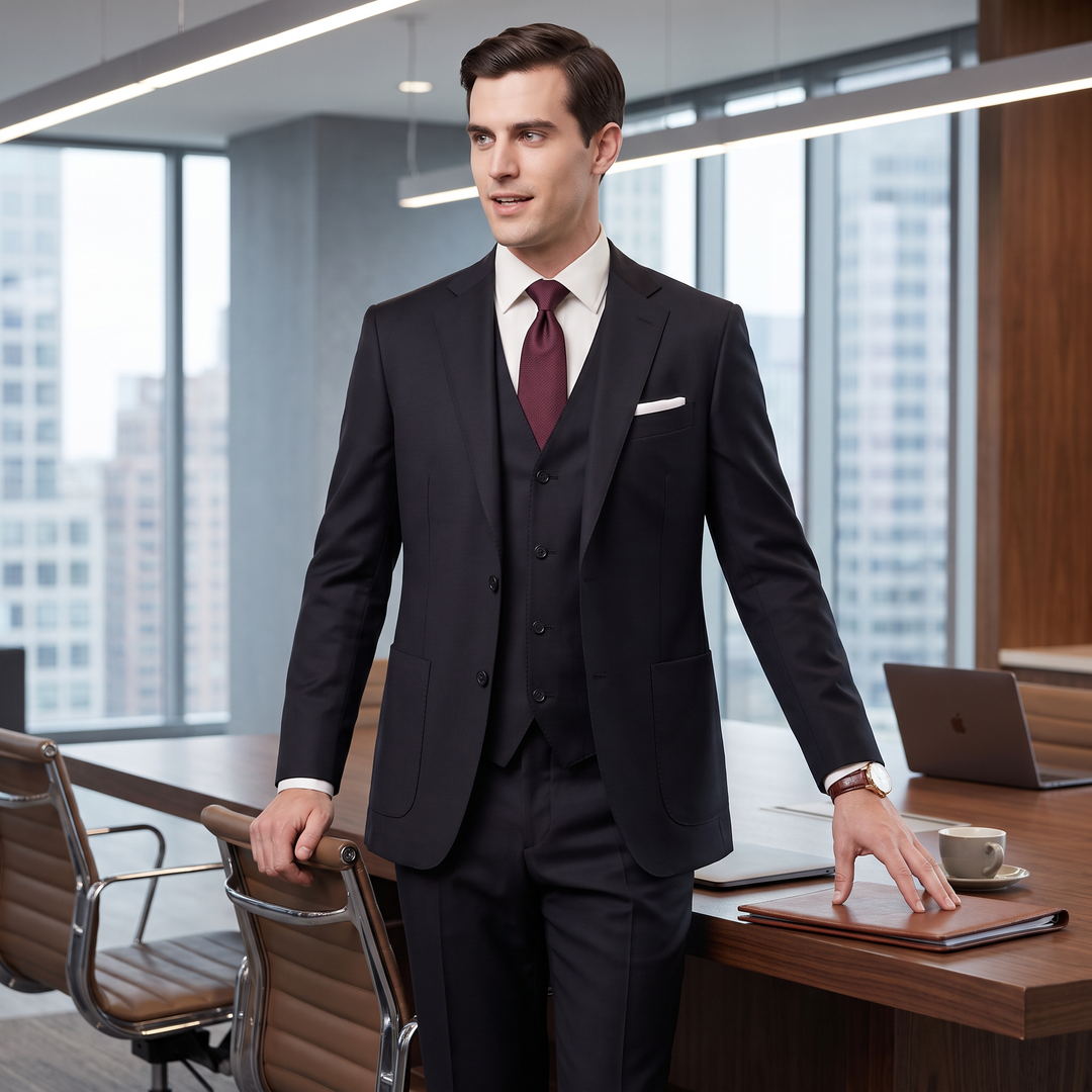 Menseventwear Fashion 3 Pieces Mens Suit Flat Notch Lapel Suits (Blazer+vest+Pants)