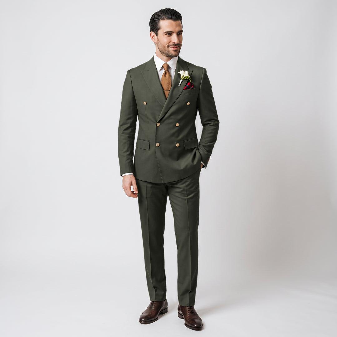 Menseventwear Formal 2 Pieces Mens Suit Flat Peak Lapel Suits For Wedding (Blazer+Pants)