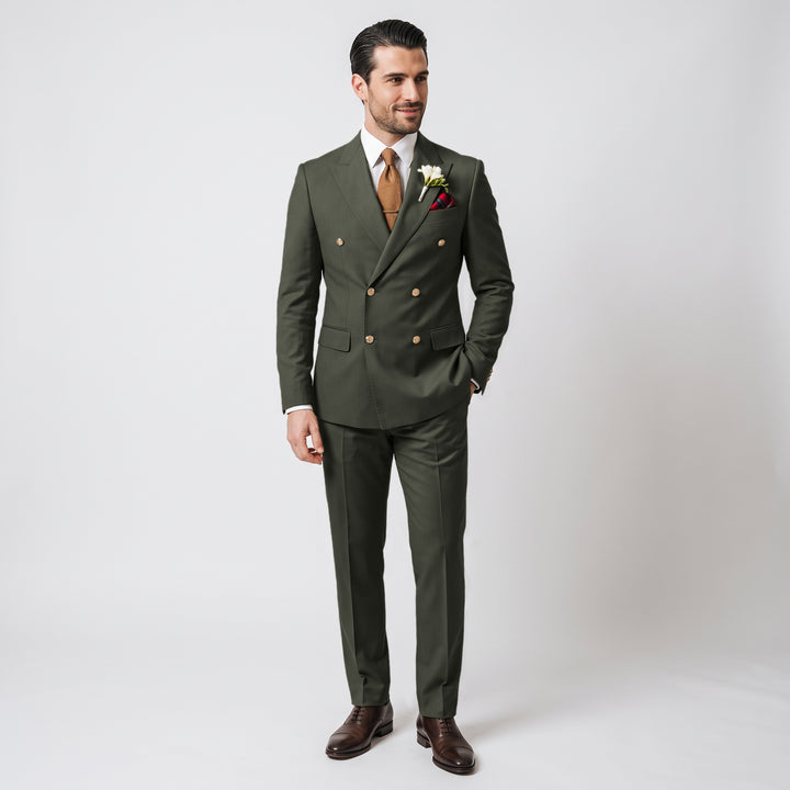 Menseventwear Formal 2 Pieces Mens Suit Flat Peak Lapel Suits For Wedding (Blazer+Pants)