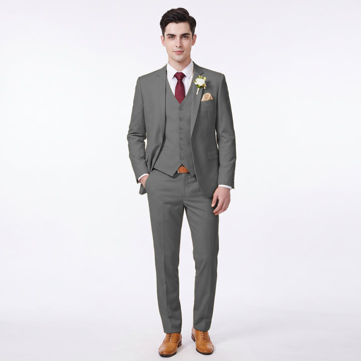 Menseventwear Fashion 3 Pieces Mens Suit Flat Notch Lapel Suits For Wedding (Blazer+vest+Pants)
