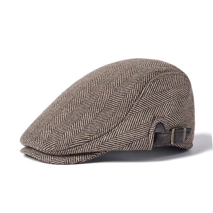 Menseventwear Retro Hat Man Literary Fashion Herringbone Tweed Adjustable Casual Cap