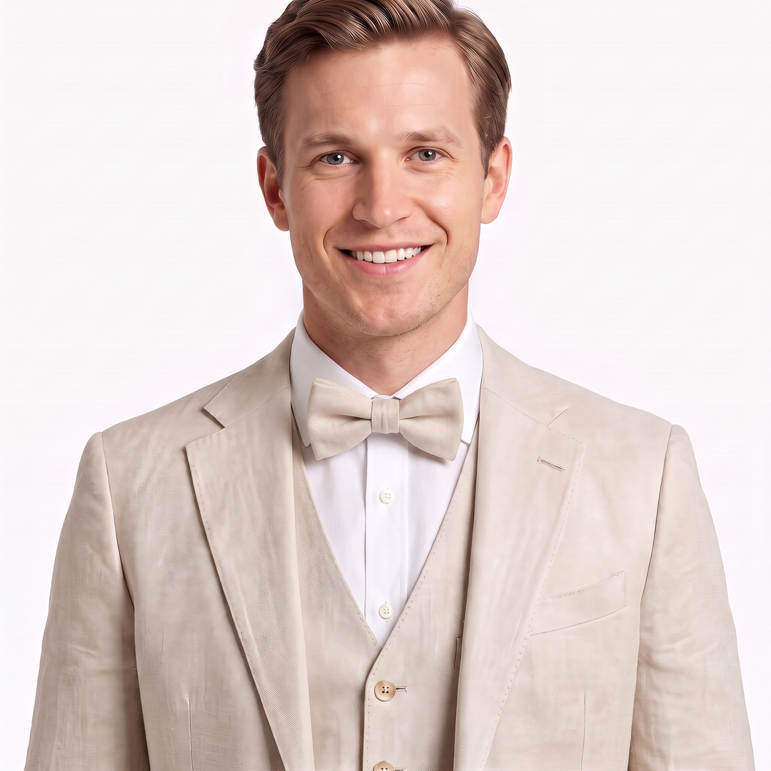 Menseventwear Casual 3 Pieces Men’s Suit Flat Linen Notch Lapel Suit (Blazer+Vest+Pants)