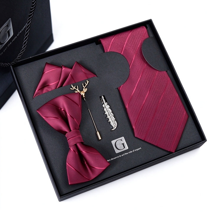 MensEventWear Premium Men’s Patterned Tie and Bow Tie Gift Set