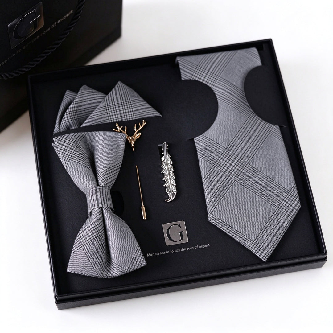 MensEventWear Premium Men’s Patterned Tie and Bow Tie Gift Set For Business